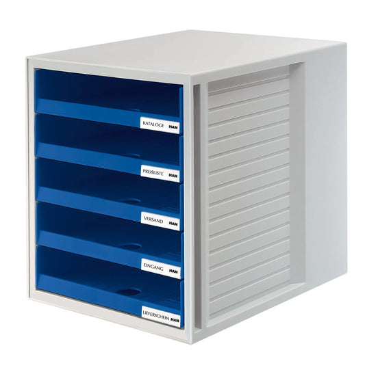 HAN Schubladenbox Schrank-Set blau DIN C4 mit 5 Schubladen-0